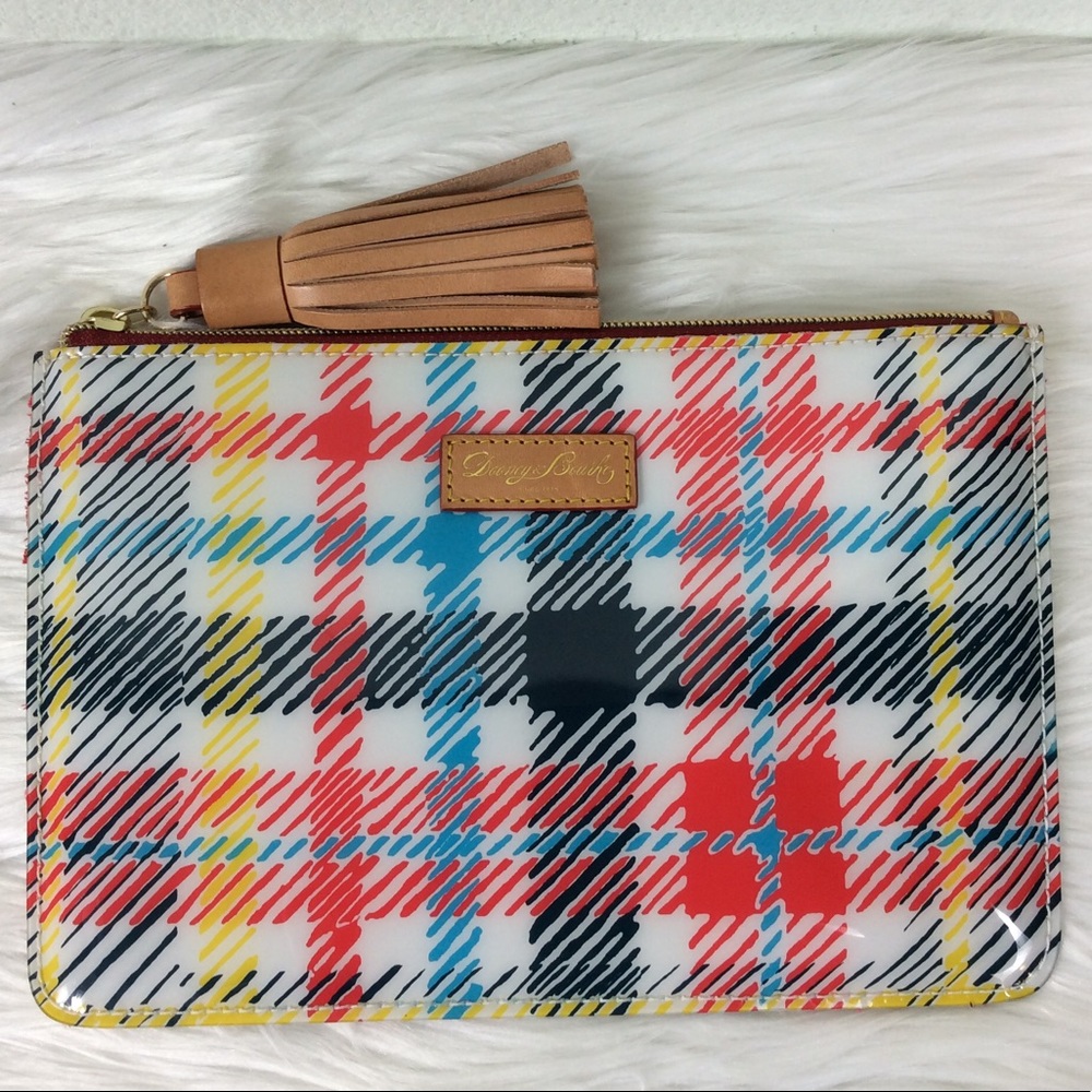 Dooney & Bourke plaid plastic clutch/makeup bag.